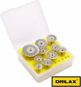 DRILAX 10 pcs Diamond Coated Saw Cut Off Discs Wheel Blades Rotary Tool Set Shank for Dremel