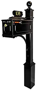 ADDRESSES OF DISTINCTION Williamsburg Estate Mailbox & Post System – Black Rust Resistant Aluminum Mailbox – Includes Address Plate, Numbers, Mounting Hardware, Finial (Williamsburg Estate- Black)