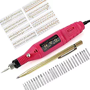 Afantti Electric Micro Engraver Pen Mini DIY Engraving Tool Kit for Metal Glass Ceramic Plastic Wood Jewelry with Scriber Etcher 30 Bits and 8 Stencils