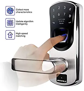 Fingerprint Door Lock, Ardwolf A60 Biometric Keyless Entry Door Locks, Smart Front Door-Lock with Digital Keypads and Backup Key for Garage Home, 304 Stainless Steel (Irreversible Left-Handle)