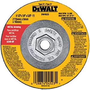 Dewalt DW4523 10 Pack 4-1/2-Inch by 1/4-Inch by 5/8-Inch General Purpose Metal Grinding Wheel