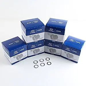 HYUNDAI Genuine OEM Oil Filter w/Drain Plug Washer (Pack of 6) 26300-35503