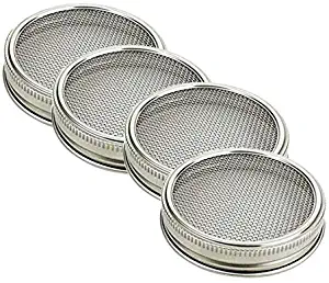 Allegro Huyer Wide Mouth Quart Mason Jars 4pcs/set Stainless Steel Sprouting Lid for Wide Mouth Mason Jars Canning Jars Speed Strainer Lid Net Cover Seed Sprouting Screen