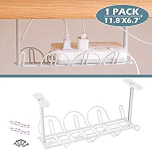 Under Desk Cable Management 1 Pack Cable Management Tray Wire Cable Tray Organizer for Office & Home, White