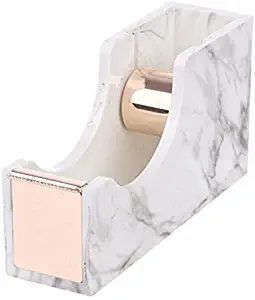 Acrylic Desktop Tape Dispenser, LUYING Marble Tape Cutter Metal Core Tape Holder Office Supplies (Gold)