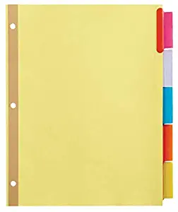 Office Depot Brand Insertable Dividers with Big Tabs, Buff, Assorted Colors, 5-Tab, Pack of 4 Sets