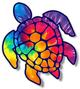 Vinyl Junkie Graphics 3 inch Sea Turtle Sticker for Laptops CupsTumblers Cars and Trucks Any Smooth Surface (Rainbow tie dye)