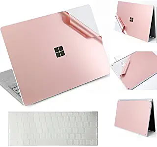 XSKN Anti-Scratch Full Body Skins Ultra Thin Removable Bubble Free Decal Laptop Sticker for Microsoft Surface Laptop (2017+) Upper and Bottom Cover (Rose Gold, Clear Keyboard Skin)