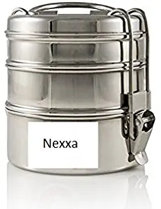 Nexxa 3-Tier Stainless Steel Indian Tiffin Lunch Box (Medium) School Office Use