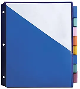 Office Depot Brand Double-Pocket Insertable Plastic Divider, 8-Tab, 9 1/2in x 11 1/4in, Assorted Colors