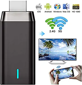 Wireless Display Adapter Dongle, 5G/2.4G HDMI Display Adapter Receiver, 4K& Dual Band&1080P Wireless WiFi Adapter Miracast Mirroring Screen, for Smartphones Laptops to HDTV Projector Car Monitor