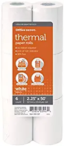 Office Depot Brand Thermal Paper Rolls, 2 1/4" x 50', White, Pack of 6