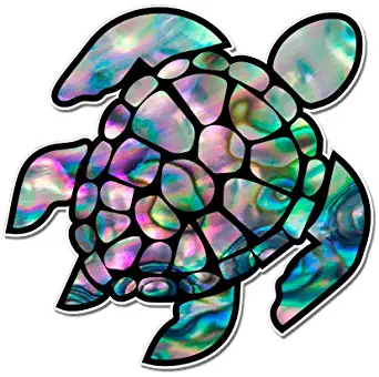 GT Graphics Sea Turtle Natural Shell Pearl Texture Green Purple - Vinyl Sticker Waterproof Decal