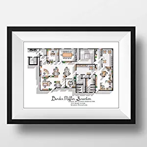 MugKD LLC The Office US TV Show Office Floor Plan- Dunder Mifflin Scranton Office Layout - Gift for The Office TV Show Fan - The Office Poster [No Framed] Poster Home Art Wall Posters (24x36)