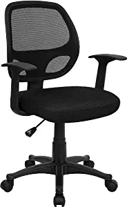 Flash Furniture Mid-Back Black Mesh Swivel Task Office Chair with T-Arms