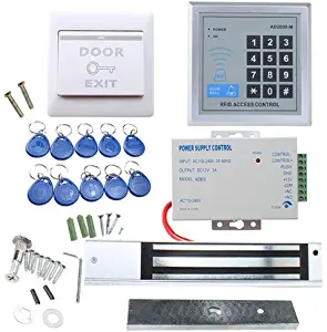 RFID Door Access Control System Kit, AGPtEK Home Security System With 280kg 620LB Electric Magnetic lock 110-240V AC to 12v DC 3A 36w Power Supply Proximity Door Entry keypad 10 Key Fobs EXIT Button