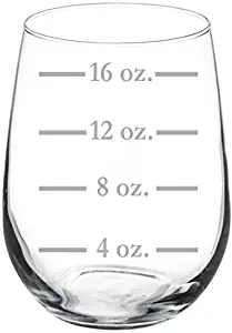 Wine Glass Goblet Measuring Cup Ounces (17 oz Stemless)