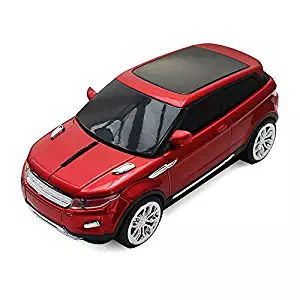 CHUYI 2.4GHz Wireless Mouse Cool Sport SUV Car Shape Optical Mouse 1600DPI SUV Gaming Mice with USB Receiver for PC Computer Laptop (Red)