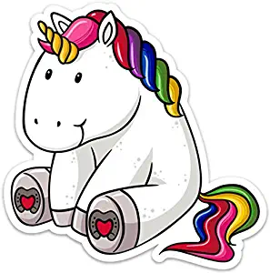 Unicorn Sticker Decal Fat Cute Colorful Large 5" x 5" for Laptop Water Bottle