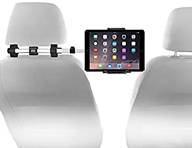 Macally Car Headrest Mount Holder for Apple iPad Pro/Air/Mini, Tablets, Nintendo Switch, iPhone, Smartphones 4.5" to 10" Wide with Dual Adjustable Positions and 360° Rotation (HRMOUNTPRO)