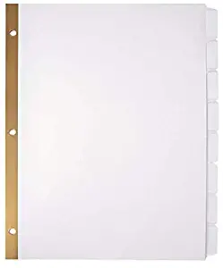 Office Depot Plain Dividers With Tabs And Labels, White, 8-Tab, Pack Of 5 Sets, 11347