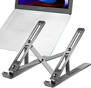 Gshine Laptop Stand, Multi-Angle Adjustable Aluminum Notebook Stand, Foldable Non-Slip Computer Holder for MacBook Pro/Air, HP, Acer, Asus, Sony, Dell, Surface, More 10-15.6 Inch Notebooks - Black