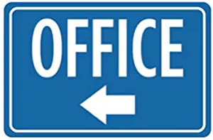 Aluminum Metal Office Print Blue White Notice Left Arrow Business Large Sign - 6 Pack, 12x18