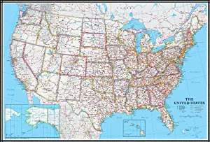 24x36 United States, USA US Classic Wall Map Poster Mural Laminated