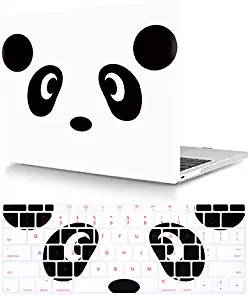 HRH 2 in 1 Cute Panda Laptop Body Shell PC Protective Hard Case Cover and Matching Silicone Keyboard Cover for Macbook 12" With Retina Display A1534 (2015 Release)&A1931(2018 Release)