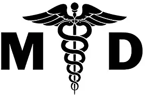 Medical Doctor MD Symbol - Sticker Graphic - Auto, Wall, Laptop, Cell, Truck Sticker for Windows, Cars, Trucks