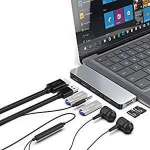 Surface Laptop 2 Docking Station-USB3.0(M)+3.5AUDIO(M)+MDP(M) to 4K HDMI(F)+3USB3.0(F)+2TF+3.5AUDIO(F)-Compatible with Surface Laptop v1 and v2