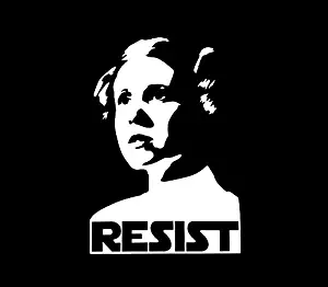 Leia Resist Rebel Alliance Decal Vinyl Sticker|Cars Trucks Vans Walls Laptop| White |5.5 x 3.9 in|DUC280