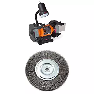 WEN 4276 6-Inch Bench Grinder with Wire Bench Wheel Brush, Fine Crimped with 1/2-Inch and 5/8-Inch Arbor