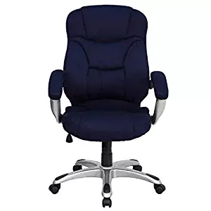 Flash Furniture High Back Navy Blue Microfiber Contemporary Executive Swivel Chair with Arms