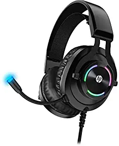 HP USB PC Gaming Headset with Microphone- 7.1 Virtual Surround Sound Game Headphones with Noise Cancelling Mic -Breathable Leatherette Memory Foam Earpads LED RGB Backlit for Computer/Laptops/PC