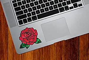 Yadda-Yadda Design Co. Rose Blossom D2 Stained Glass Style - Vinyl Decal for Trackpad | Tablet | Laptop YYDC (2.75" w x 3" h) (Small, RED)