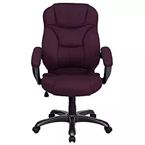 Flash Furniture High Back Grape Microfiber Contemporary Executive Swivel Chair with Arms