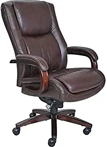 La-Z-Boy Winston Leather Executive Office Chair, Fixed Arms (Brown)