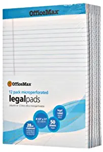Office Max Legal Pad 8.5X11 Pack/12