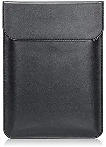 LuvCase Laptop Leather Flap Envelope Sleeve Pouch Case Compatible MacBook Pro 15-16 Inch, A2141/A1707/A1990/A1398/A1286, Chromebook, Acer, Thinkpad HP Notebook (Black Magnetic Sleeve (Vertical))